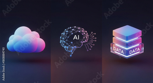 Cloud computing ai and data storage concept for artificial intelligence and machine learning solutions