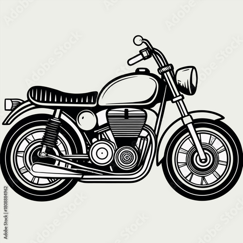 Vintage Motorcycle Illustration – Retro Classic Bike Vector Art