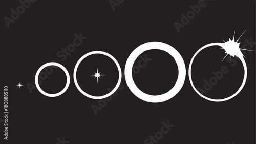 Sequence of a solar eclipse with a and bright light