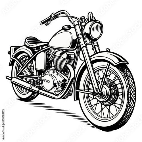 Vintage Motorcycle Illustration – Retro Classic Bike Vector Art