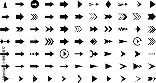 Arrow collection black silhouette icons set directional pointers navigation elements