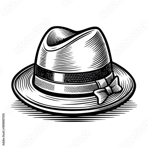 Vintage Fedora Hat Vector Illustration – Classic Retro Style