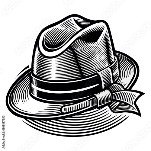 Vintage Fedora Hat Vector Illustration – Classic Retro Style