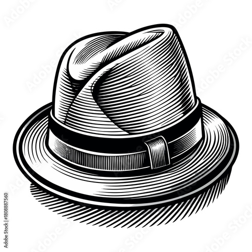Vintage Fedora Hat Vector Illustration – Classic Retro Style