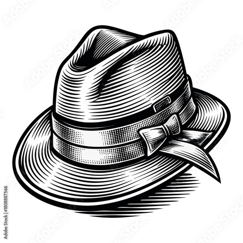 Vintage Fedora Hat Vector Illustration – Classic Retro Style