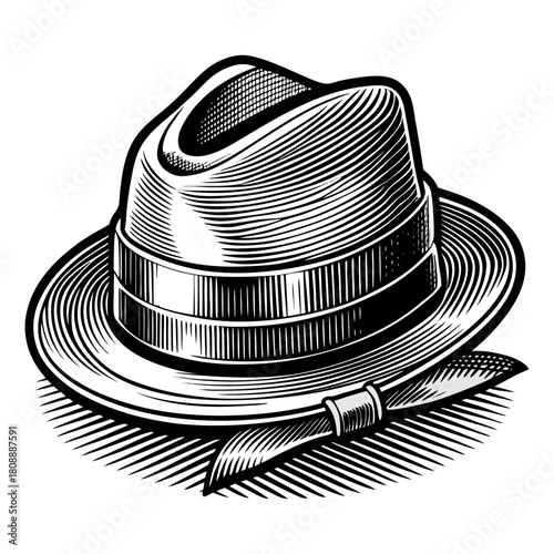 Vintage Fedora Hat Vector Illustration – Classic Retro Style
