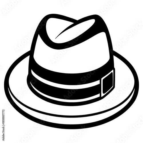 Vintage Fedora Hat Vector Illustration – Classic Retro Style