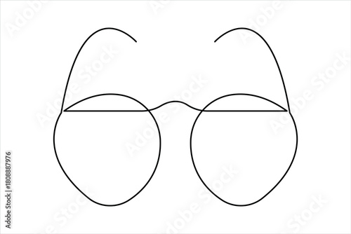 Sunglasses abstract continuous one line art drawing of minimalist isolated modern eyeglasses outline illustration design