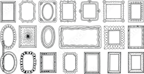 Collection of decorative frames and borders in a vintage style