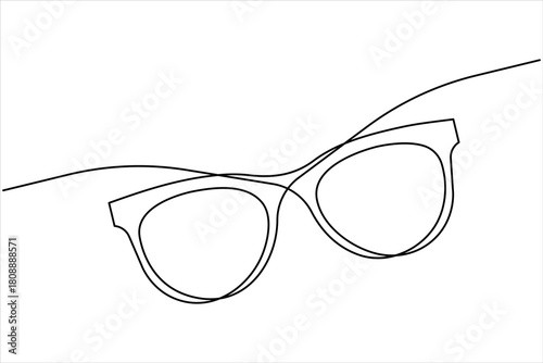 A glasses drawing in continuous one line art eyeglasses design. Sunglasses vector icon illustration style