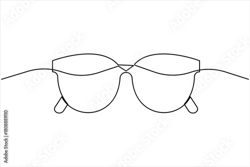 A glasses drawing in continuous one line art eyeglasses design. Sunglasses vector icon illustration style