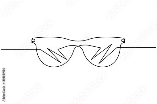 A glasses drawing in continuous one line art eyeglasses design. Sunglasses vector icon illustration style