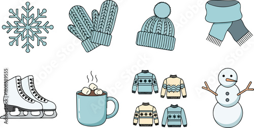 Cozy winter season essentials, perfect for holiday crafting, snowman building, or sipping hot cocoa by the fire, all bundled in a delightful collection