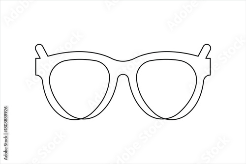 A glasses drawing in continuous one line art eyeglasses design. Sunglasses vector icon illustration style