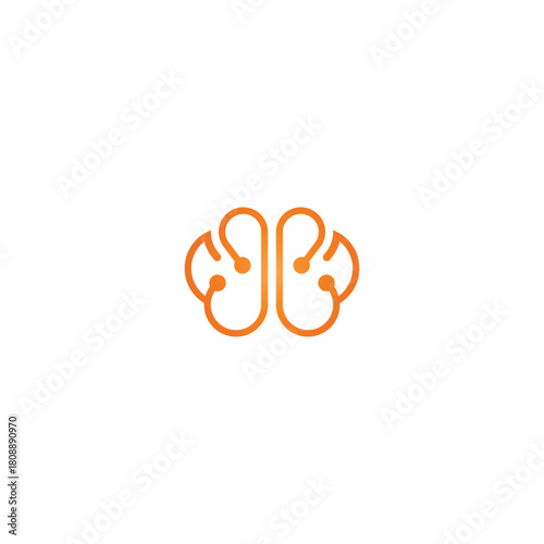 orange neuron logo, intelligence, simple.