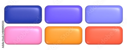 Wallpaper Mural Set of colorful 3d buttons. Rectangular realistic empty badges for web design Torontodigital.ca