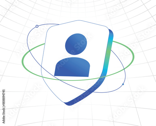 Digital trust identity icon. User shield, private security. Web3 authentication Modern vector. Blockchain privacy, secure profile, decentralized app, fintech  technology enabled safe user experience.