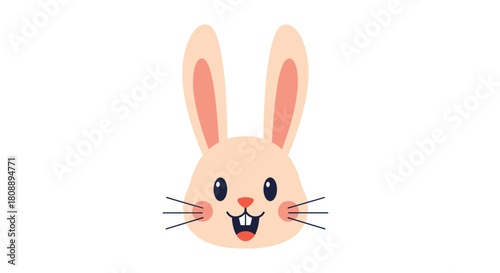 Cute cartoon bunny rabbit face with big ears and a happy smile.
