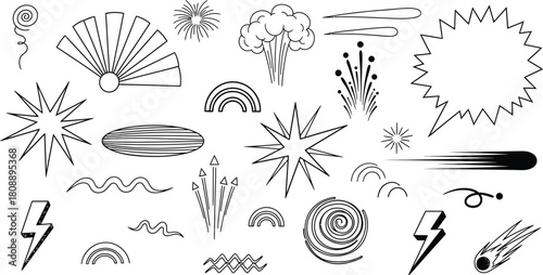 Collection of hand drawn abstract shapes and design elements
