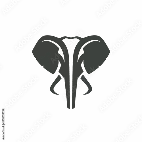 A minimalist, stylized illustration of an elephant's head facing forward.