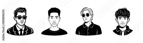 Stylish portraits of diverse young males with sunglasses