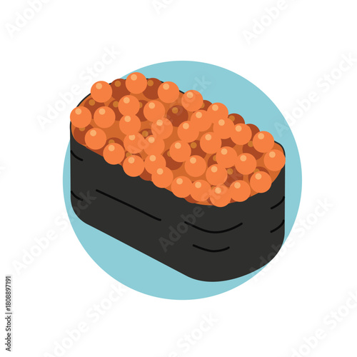 Salmon roe gunkan sushi. Ikura Gunkan japanese food illustration