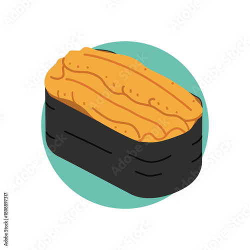 Sea ​​Urchin Sushi or Uni Gunkan Japanese Food Illustration