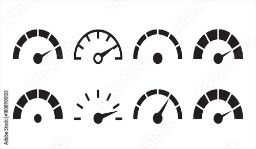 Speed Level Indicator Vector Pack Featuring Needles and Semi-Circular Scales