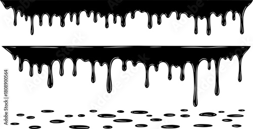 Three-tiered dripping paint silhouettes in black  