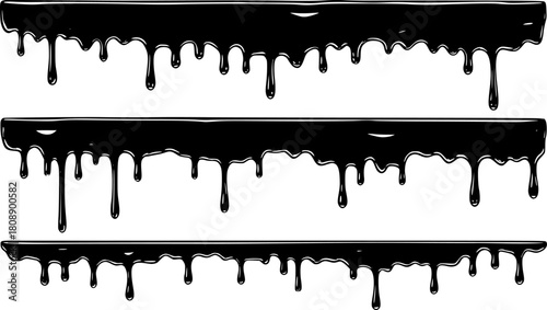 Three-tiered dripping paint silhouettes in black  