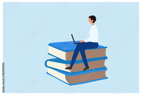 Online education and e-learning. Educational web seminar, internet classes, personal teacher service. Webinar, digital classroom, online teaching vector illustration