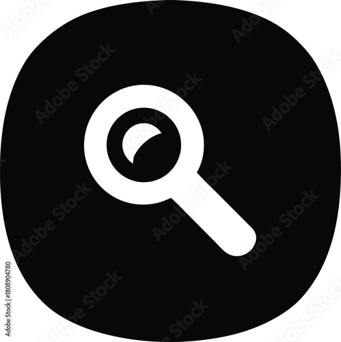Search Magnifying Glass Icon Rounded Square Shape Sign Symbol Vector Glyph Pictogram for App Interface UI UX Web Design Element