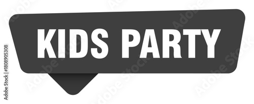 kids party black sign isolated on transpatent background. kids party sticker