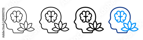 Calm Mind Icon Different Style Outline Collection Set