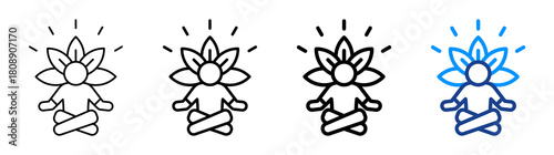 Meditation Icon Different Style Outline Collection Set