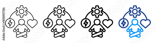 Stress Management Icon Different Style Outline Collection Set