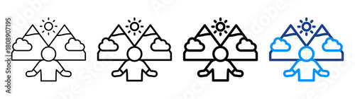 Yoga Retreat Icon Different Style Outline Collection Set