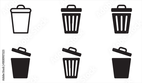 Minimal Garbage Bin Vector Collection for Cleaning, Disposal, and UI Design