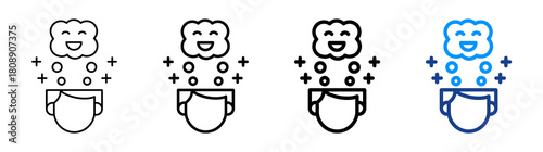 Happy Thoughts Icon Different Style Outline Collection Set