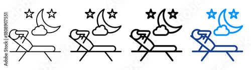 Relaxing Night Icon Different Style Outline Collection Set