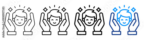 Happiness Icon Different Style Outline Collection Set