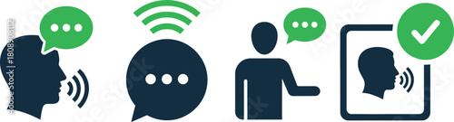 Voice recognition and communication technology concept with speech bubbles