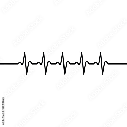 Simple black electrocardiogram line on a white background