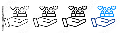 Social Support Icon Different Style Outline Collection Set