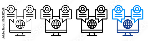 Online Forum Icon Different Style Outline Collection Set