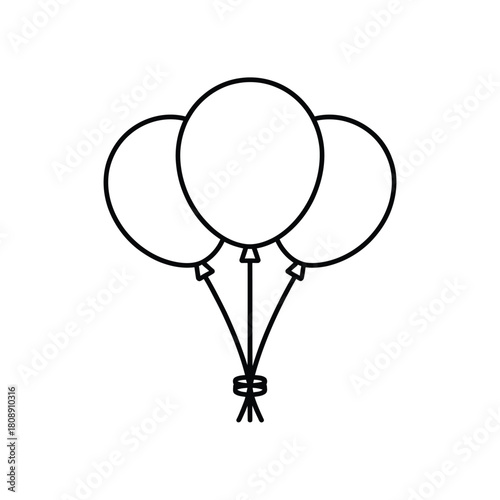 Simple outline illustration of three balloons tied together