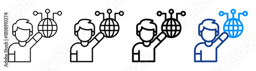 Digital Participation Icon Different Style Outline Collection Set