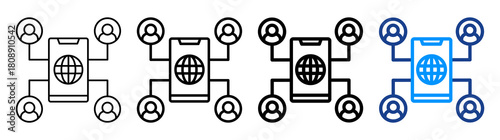 Social Network Icon Different Style Outline Collection Set