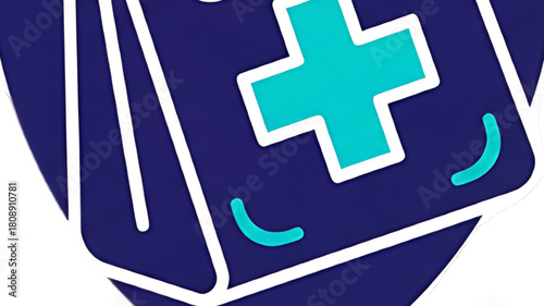 First aid kit with a bright teal cross, symbolizing emergency medical care and preparedness.