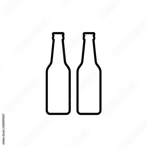 Two outline bottles of beverage side by side on white background